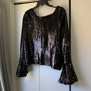 Black Bell Sleeve Sequin Top new years outfit